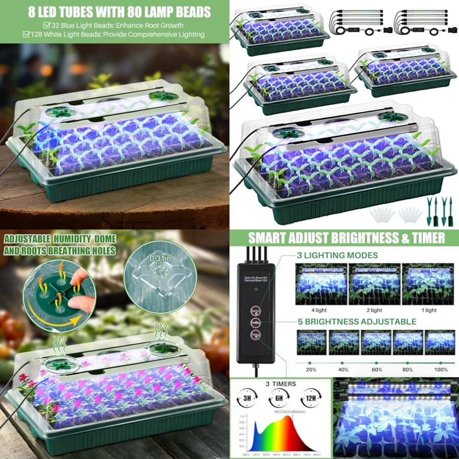 Seed Starter Trays - Набор для выращивания рассады с фитолампой,